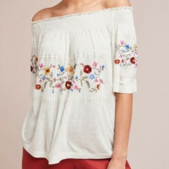 Ranna Gilli Embroidered Cream Top Extra Small - Picture 1 of 6